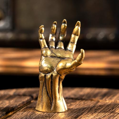 Estatua Decorativa de Mano Demonio de Latón Vintage