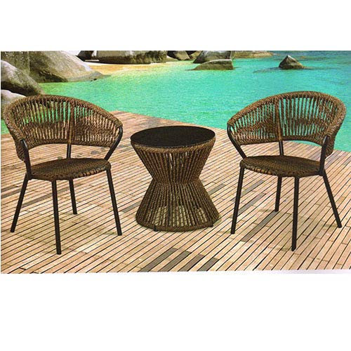 Janzo Furnitures Outdoor Furnitures Set with Glass Top (Brown) (2