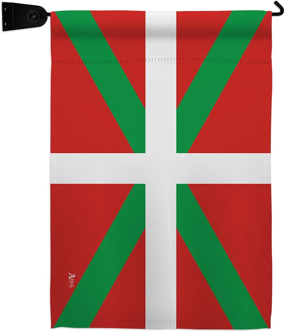 Basque Country Garden Flag Set Wall Holder Regional Nationality Nation International World Particular Area Small Decorative Gift Yard House Banner Made In USA 13 X 18.5