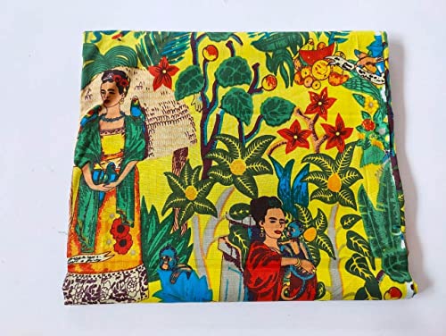 Image of Floral Printed Cotton Fabric Cloth Hand Block Print Fabric Women Material Running Jaipuri Hand Block Printed Women Dress Material Kurtis Natural 44 inch Inches Width 2.5 Meter (Pattern 38)