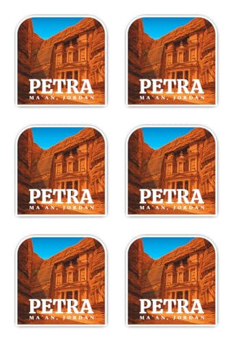 Pegatinas de 50 mm, 6 unidades, diseño vintage de Petra Ma'an, Jordan para coche, maleta y portátil