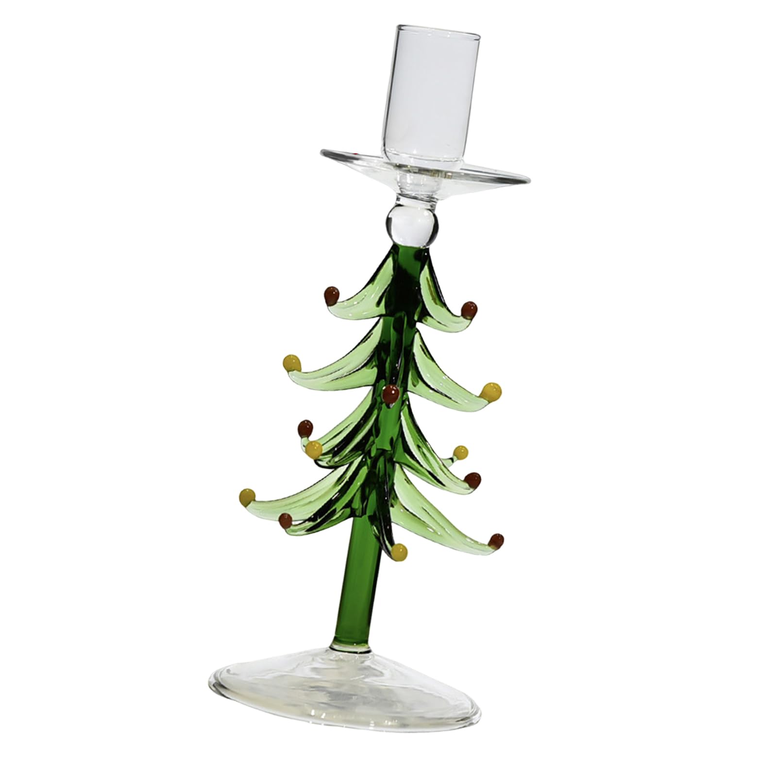 Artistic Glass Flame Possessors Modern Christmas Tree Shape Artisanal for Worktop Deck Celebratory Highlight Permanent Borosilicate Glass Festive Borosilicate Tree Candleholder Artisanal Craftsmanship