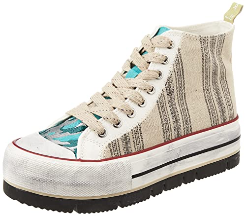 Sneaker alte a righe Desigual, Scarpe da Ginnastica Donna, Multicolore, 36 EU