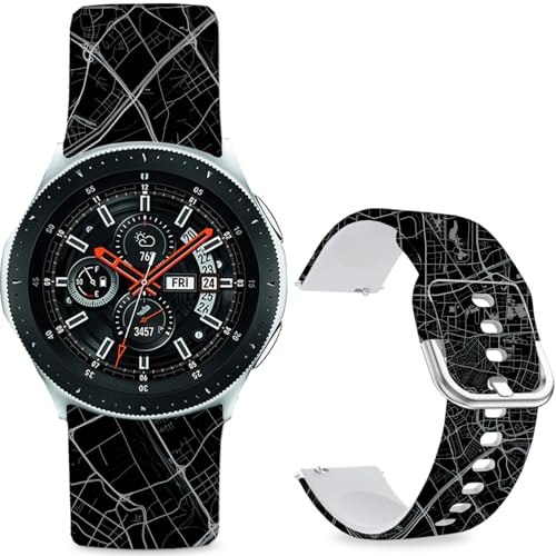 Sjiangqiao �p�^�[���v�����g�o���h Samsung Galaxy Watch 46mm/Watch 3 45mm/Gear S3 Frontier/Classic/Pebble Time/V �V���R�� 22mm�o���h�X�g���b�v �j�����p (�s�s�n