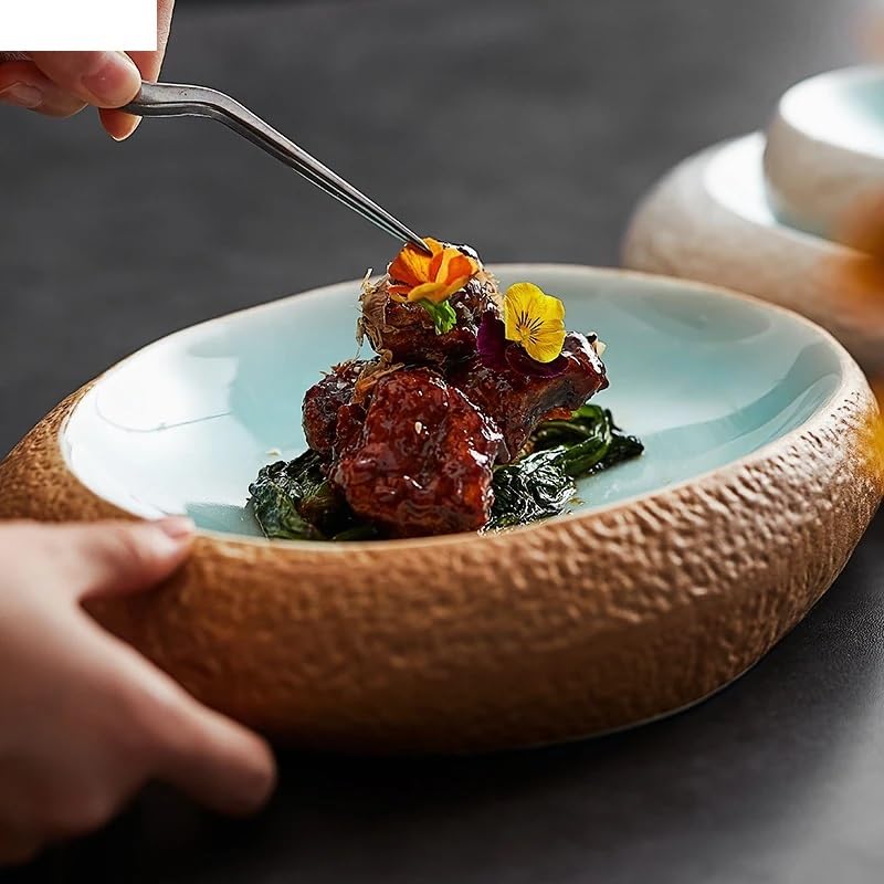 Creative - Platos llanos de cerámica de 10.2 pulgadas, vajilla ovalada moderna para aperitivos, postres, filetes y pasta, ideal para uso doméstico, hotel y restaurante, elegante plato de comedor