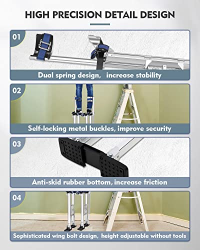 Échasses de cloison sèche pour adultes en hauteur réglable de 38,1 à 58,4 cm - Échasses en aluminium pour plafond suspendu ou arbustes hauts