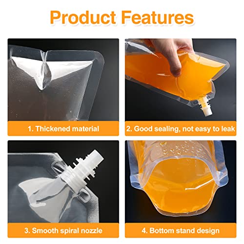 Drink Pouches for Festivals 15pcs,Drinks Pouches Refillable with 2pcs Funnel,200ml,350ml,500ml Clear Beverage Bags,Reusable Plastic Liquor Pouches Leak Proof Hip Flask for Parties,Picnic,Travel,Sports - Image 3