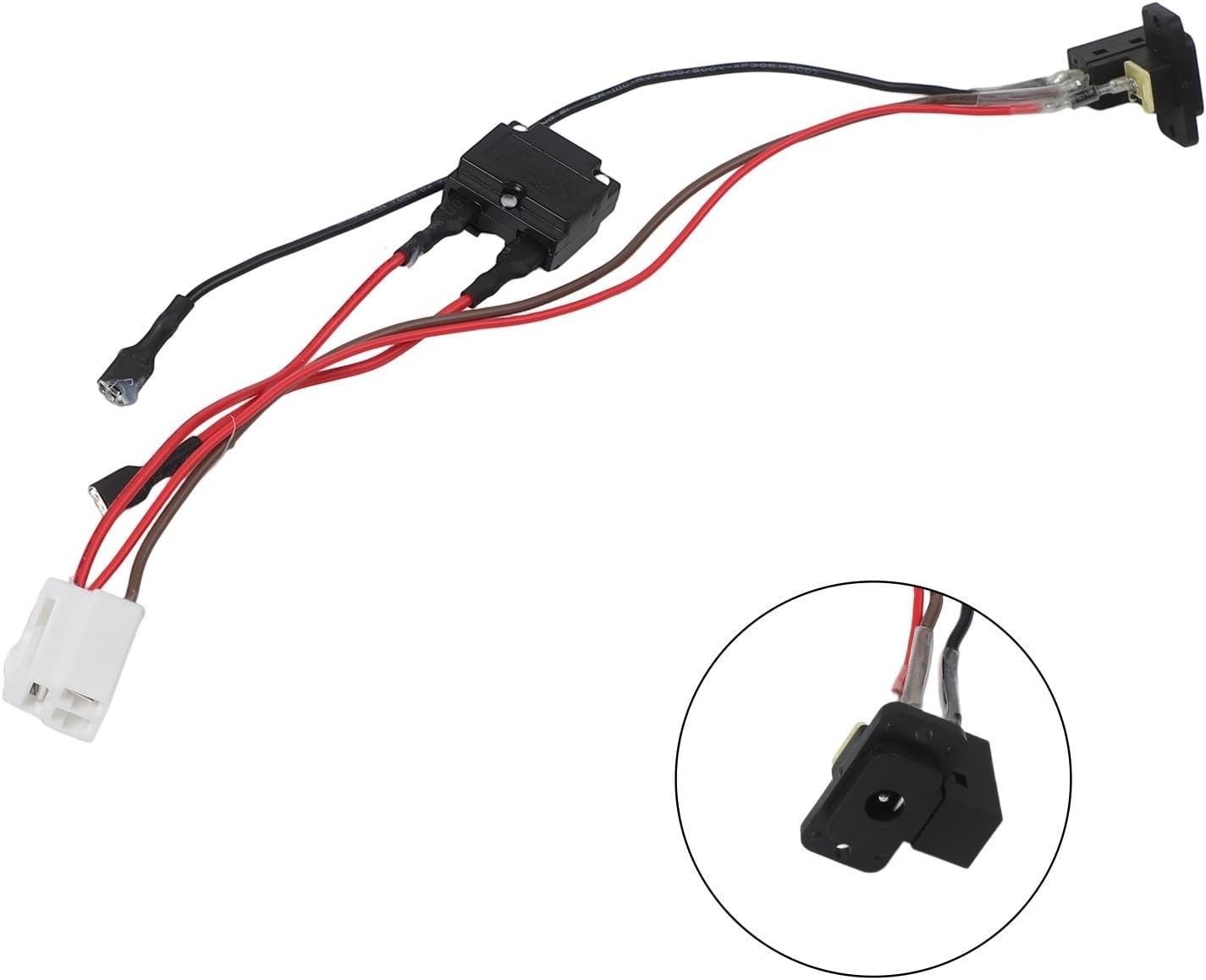 Children's Electric Car Charging Socket Round 3-Pin Electrical plu with Safety Fuse Harness for 6V 12V 24V Ride-On Toy Vehicles Replacement Charger Port Connector(A)