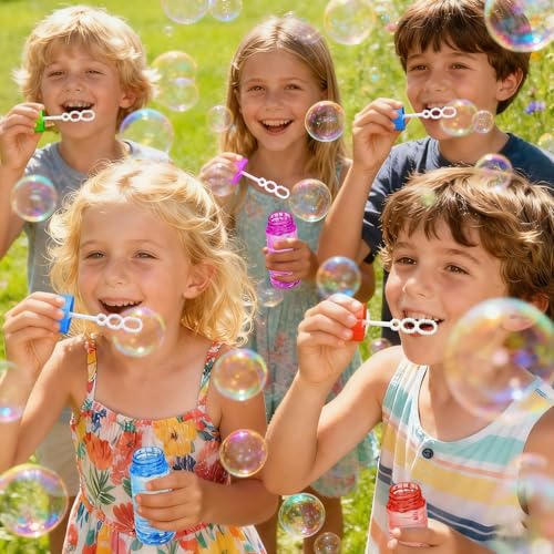 Bubble Solution Novelty Toy, 120 Pcs Neon Bubble Bottles Bulk with Wand Attached to the Cap – Kids Party Favor for Birthday, Carnival Prize Box Filler, Pinata Goody Bag Stuffers, Wedding Supplies Gift by JASNKKONT - Image 4