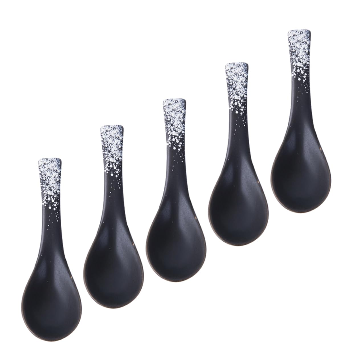 Lot de 5 cuillères à soupe en céramique blanche à long manche