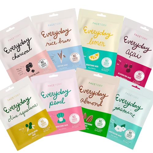 Product Image of the FACETORY K Beauty Face Mask Skin Care - EVERYDAY 8 COLLECTION Sheet Mask Set | Natural Premium Korean Face Mask For All Skin Types - No Sulfates No Parabens (8 pc)