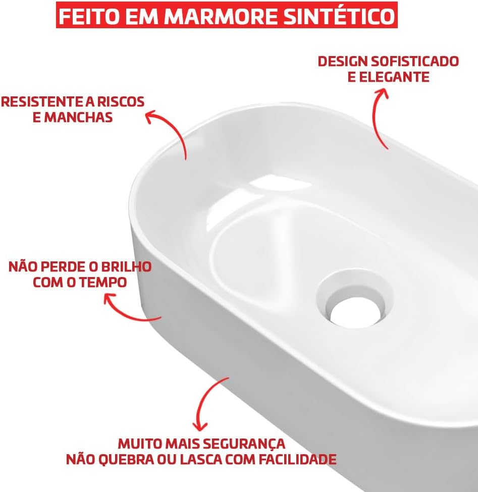 Cuba Branca Para Banheiro Lavabo Pia Apoio Sobrepor Oval 43x25 Íris - Beltempo