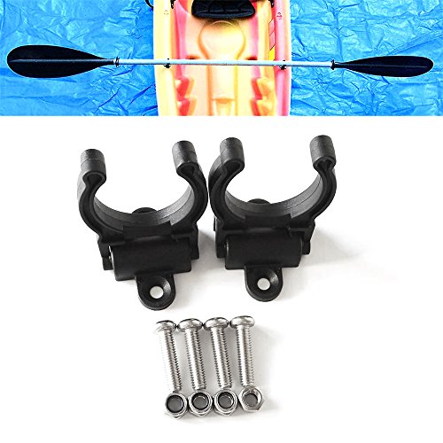 Suporte de pá, Andoer 2 peças de suporte de remo de canoa preta para caiaque clipes de plástico de m