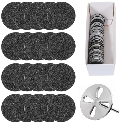 100 Stück Schleifscheibe Pediküre Set 240 Grit Feet 25mm Ersatz Schleifpapierscheiben mit Metall Bit Fuß Nagelfräser Aufsätze Nagelfräser Bits für Elektrische Hornhaut Maniküre