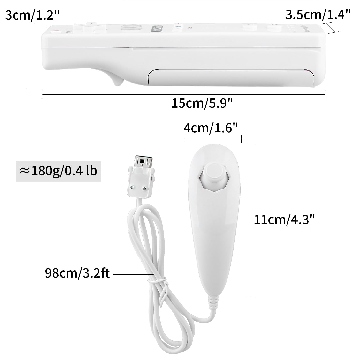 OSTENT Télécommande 2 en 1 intégrée à Motion Plus + Nunchuk pour Nintendo Wii Game - Blanc