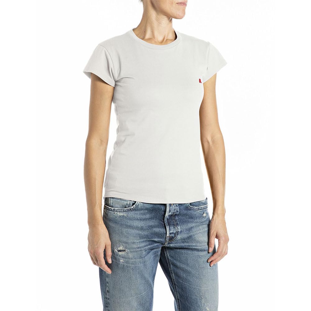 Replay Women's T-Shirt, 011 Natural White, XL