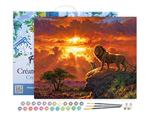 Peinture par Numéro Lion Figured'Art : Kit Complet Châssis Bois 40x50cm