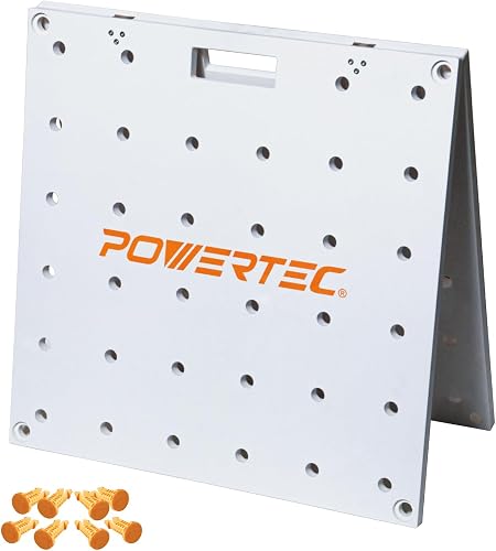POWERTEC Arachni-Flex 24" x 48" Waterproof PVC Foldable Workbench Tabletop with Pre-drilled Dog Holes & Quick-Insert Locks for Wet and Dry Applications (72189)