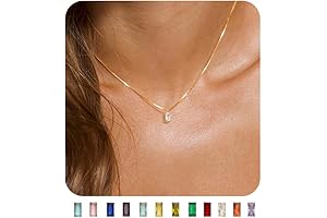 FUNEIA Diamond Necklaces for Women, 14K Gold Dainty Necklaces for Women, Blue Green Pendant Necklace