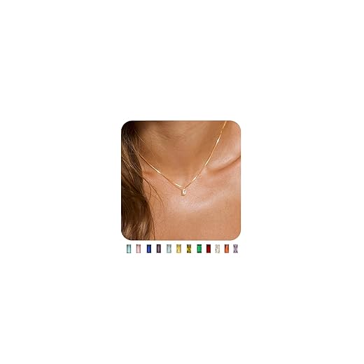 FUNEIA Diamond Necklaces for Women 14K Gold Plated Emerald Birthstone Necklace for Women Mothers Dainty Gold Necklace Blue Green Cubic Zirconia Pendant Necklace Birthday Gifts for Women Jewelry