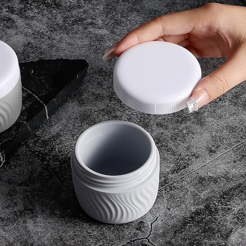Travel Containers for Toiletries, Silicone Cream Jars BPA-Free, TSA Approved 3oz Travel Size Containers, Leak-proof Portable Size Silicone Jars with Lid for Face Hand Body Cream (4 Pack)3