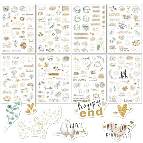 Lahkvor Pegatinas Doradas para Bodas y Scrapbooking   Stickers Vintage Aesthetic para Invitaciones de Boda y Sobres   Calcomanías Decorativas para Journaling, Álbum de Fotos y Manualidades   Oro