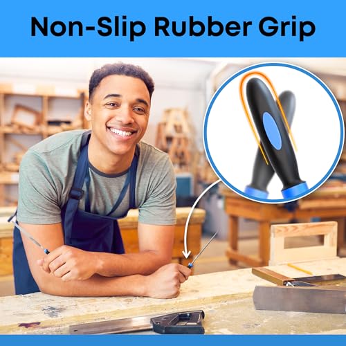 EffektWerk - 6-tlg. Nadelfeilen-Set für Holz, Metall, Kunststoff & Schmuck - 150 x 3 mm - Kleine Rund-, Halbrund-, Vierkant-, Dreieck-, Flach- und Flachspitzfeilen