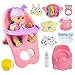 RedCrab Baby Doll Toys Set, Newborn Dolls PlaySet with High Chair Stroller Feeding ,Tableware Set and Doll Clothes Accessories, 15+ pcs Toddler Pretend Play Gift Toys for Girls - 12