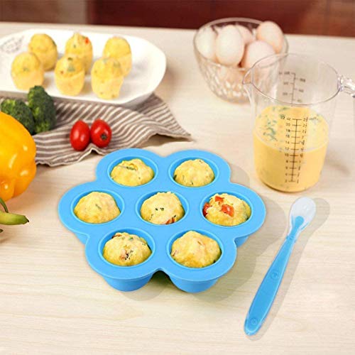 Pressure Cooker Accessories With Silicone Egg Bites Molds And Steamer Rack Trivet With Handles Compatible With Instant Pot Accessories 6, 8 Qt, 3 Pcs With 2 Bonus Spoons (Blue & Green - 3 Pcs) #TOP2