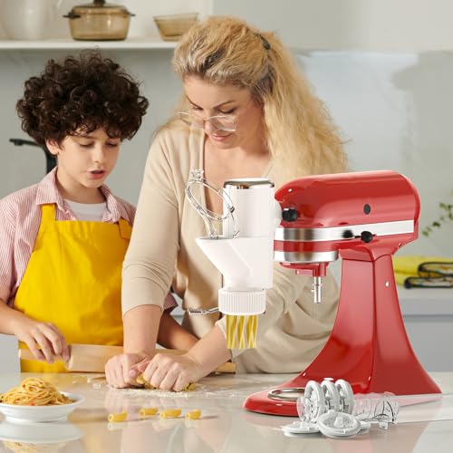 Image of Cofun Gourmet Pasta Press Attachment for KitchenAid Stand Mixer, Pasta Maker with 7 Interchangeable Plates to Make 7 Pasta Shapes, Easy to Use & Easy Clean Pasta Attachment for KitchenAid Stand Mixer