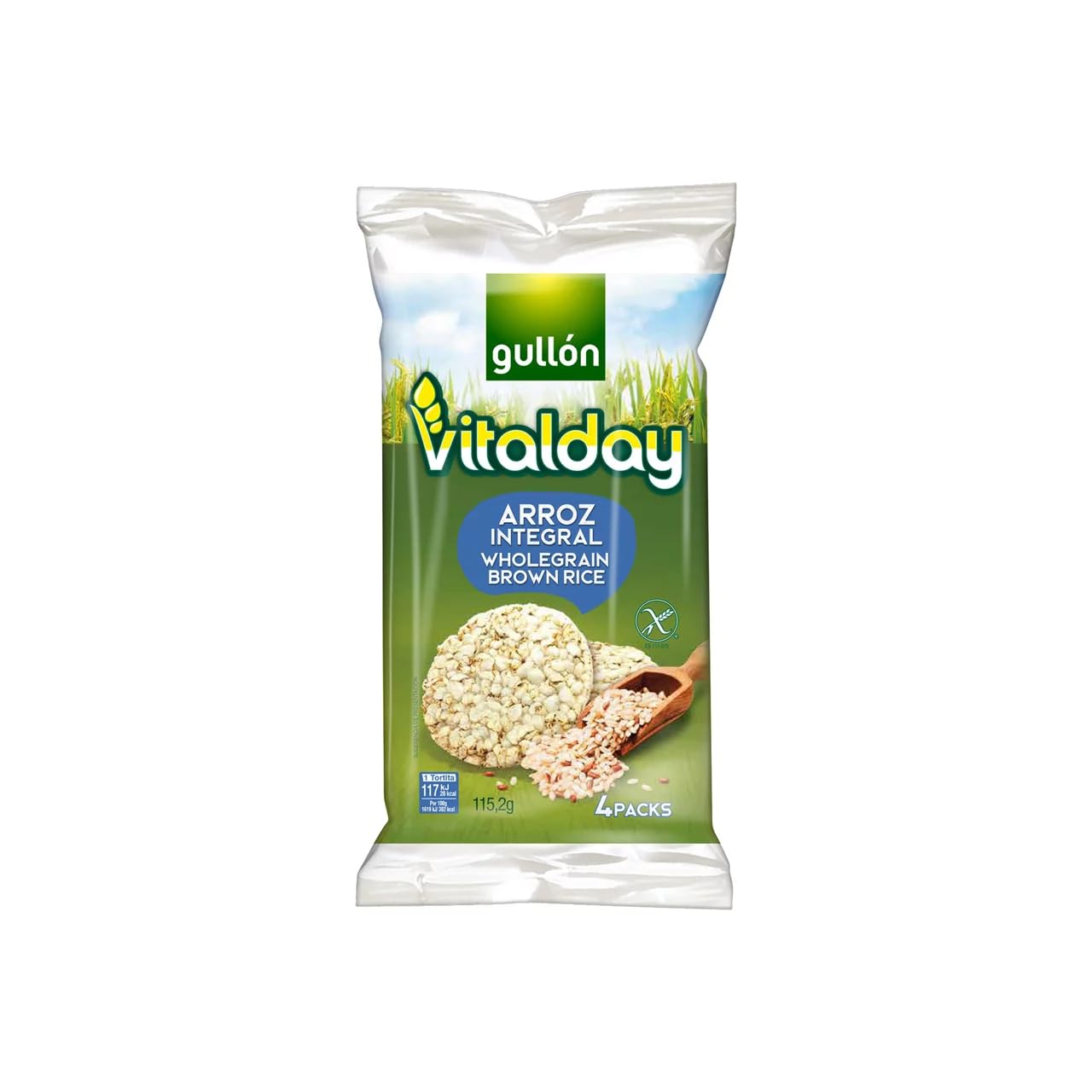 Vollkorn-Reiswaffeln GULLÓN VITALDAY, 115,2 g, 12er Pack