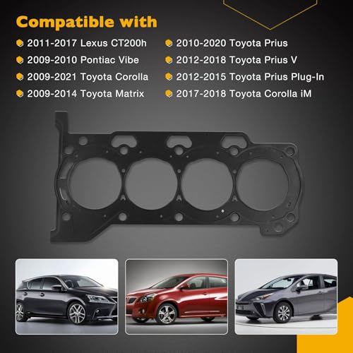 Image of HS26515PT Head Gasket for 1.8L Engine, Compatible with 2009-2021 Toyota Corolla Matrix Prius Lexus CT200h Pontiac Vibe Cylinder Headgasket 1.8