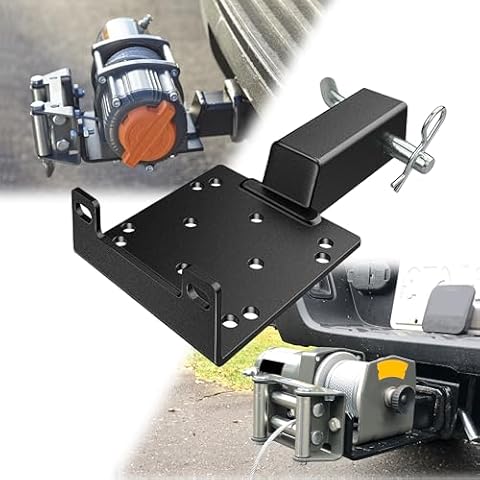 VONLX Universal Trailer Hitch Winch Mounting Plate with 2" Receiver, Winch Bracket Winch Mounting Plate Fit for ATVs, UTVs, Lawn and Garden Equipment Winch Bracket Mounting Bracket Cover