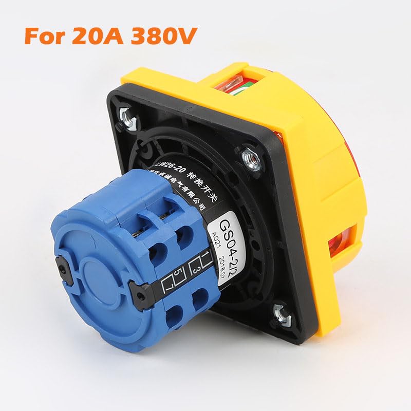 TopHomer 20A Changeover Switch 2 Position 3 Phase Panel Rotary Selector with 8 Screw Terminals for LW26-32 GS04-2/2 for Electrical Wiring (20A)