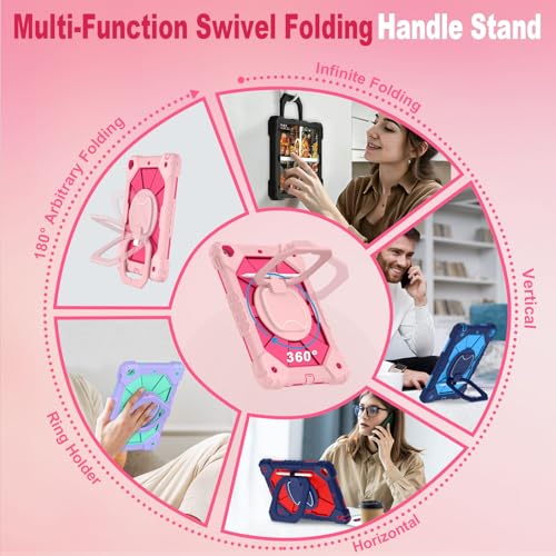 Image of WESOROL Case for iPad 9th /8th /7th Generation 10.2 Inch iPad 9th Generation Case with Screen Protector Rotating Stand Pencil Holder Heavy Duty Shockproof Cover for 9th Gen iPad Case,Rose Gold Pink