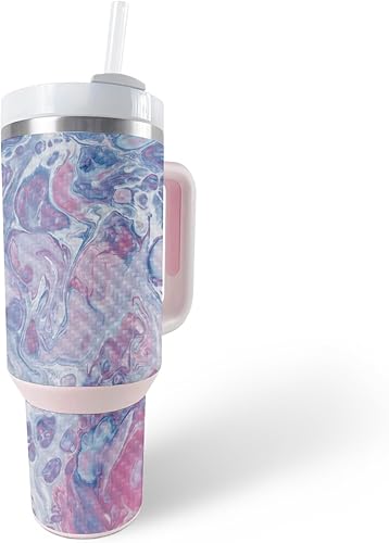 Miniatura 9 de MightySkins - Skin de fibra de carbono compatible con Stanley The Quencher H2.0 FlowState vaso de 40 onzas  Panda Hello  Acabado de fibra de carbono