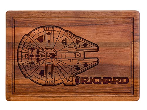 Millenium Falcon Cutting Board Fathers Day Gifts, Personalized Stars War Charcuterie - Serving Board, Customi Dad Gift, Custom Engraved Wood Plate, Unique Design, Usa Handcrafted Star Waars Board #TOP1