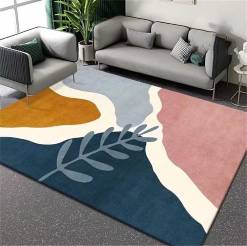 Tapis de chambre bleu 120x200cm lavable grand format pour salon