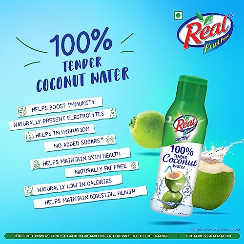 Image of DABUR Real Activ 100% Tender Coconut Water - No Added Sugars - 200ml (Pack of 6)