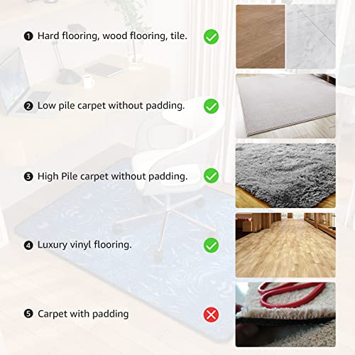 Placoot Heavy Duty Office Chair Mat For Carpet & Hardwood Floors, 48" X 36" Weight 3.5 Lbs Highly Premium Quality Floor Mat, Desk Chair Mat For Carpeted Floors And Hardwood Floor For Home Office #TOP4