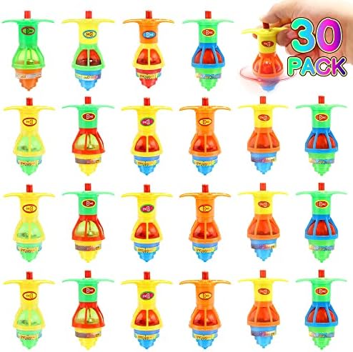 30 Pack of LED Spinning Tops Light Up Flashing UFO Spinner Toys for Kids,Party Favors for Kids Goodie Bags,Birthday Return Gift,Stocking Stuffers Novelty Bulk Toys Random Color