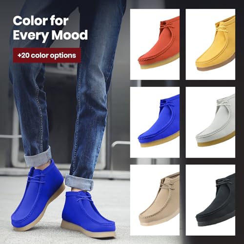 Image of Amali Casual Chukka Boots for Men, High-Top, Lace Up Suede Men's Shoes, Desert Boots with Crepe Rubber Sole