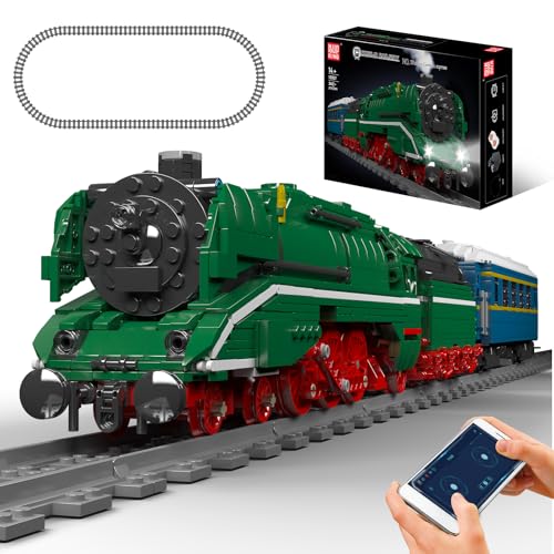 Mould King 12007 Technik Zug Bausteine Modell 2412 Teile Ferngesteuertes Zug Blockmodell mit Fernbedienung und App Dual Control Train Eisenbahn Kit als Spielzeug und Geschenk (14 Jahre und älter)