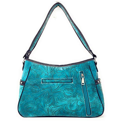 Texas West Western Tooled Leather Laser Cut Concealed Carry Feather Country Shoulder Handbag in 4 colors3