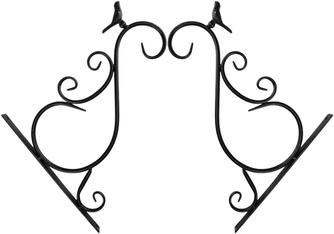 Wall Mounted Metal Hanging Planter Bracket 2pcs Black Plant Hooks for Wall Outdoor Hanging Basket Holders Suitable for Garden and Balcony