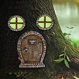 Juegoal Miniature Fairy Gnome Home Window and Door for Trees Decoration, Stone Shape Glow in Dark...