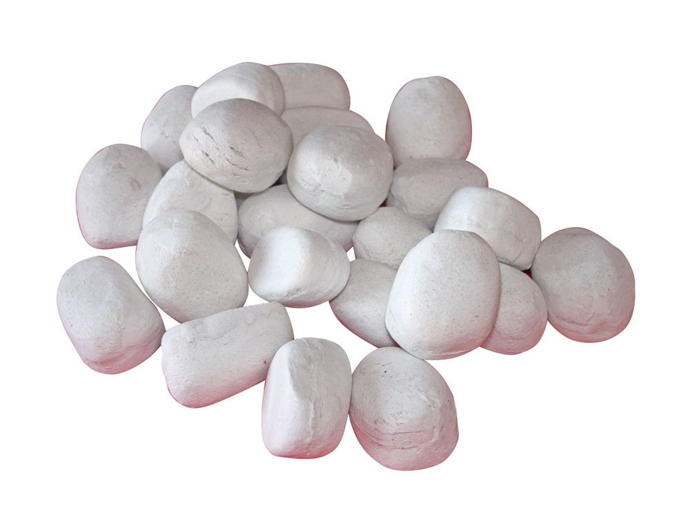 PUR LINE | Piedras Decorativas Blancas de Fibra Cerámica para Chimenea de Etanol – Pack de 24 Unidades ignífugas, decoración Moderna y Elegante para Interiores