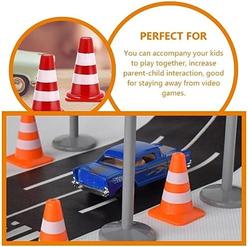VILLCASE Mini Traffic Cones, Traffic Cone Miniature Traffic Cone Mini Road Parking Signs Safety Road Parking Cone Traffic Roadblock Signs 30pcs