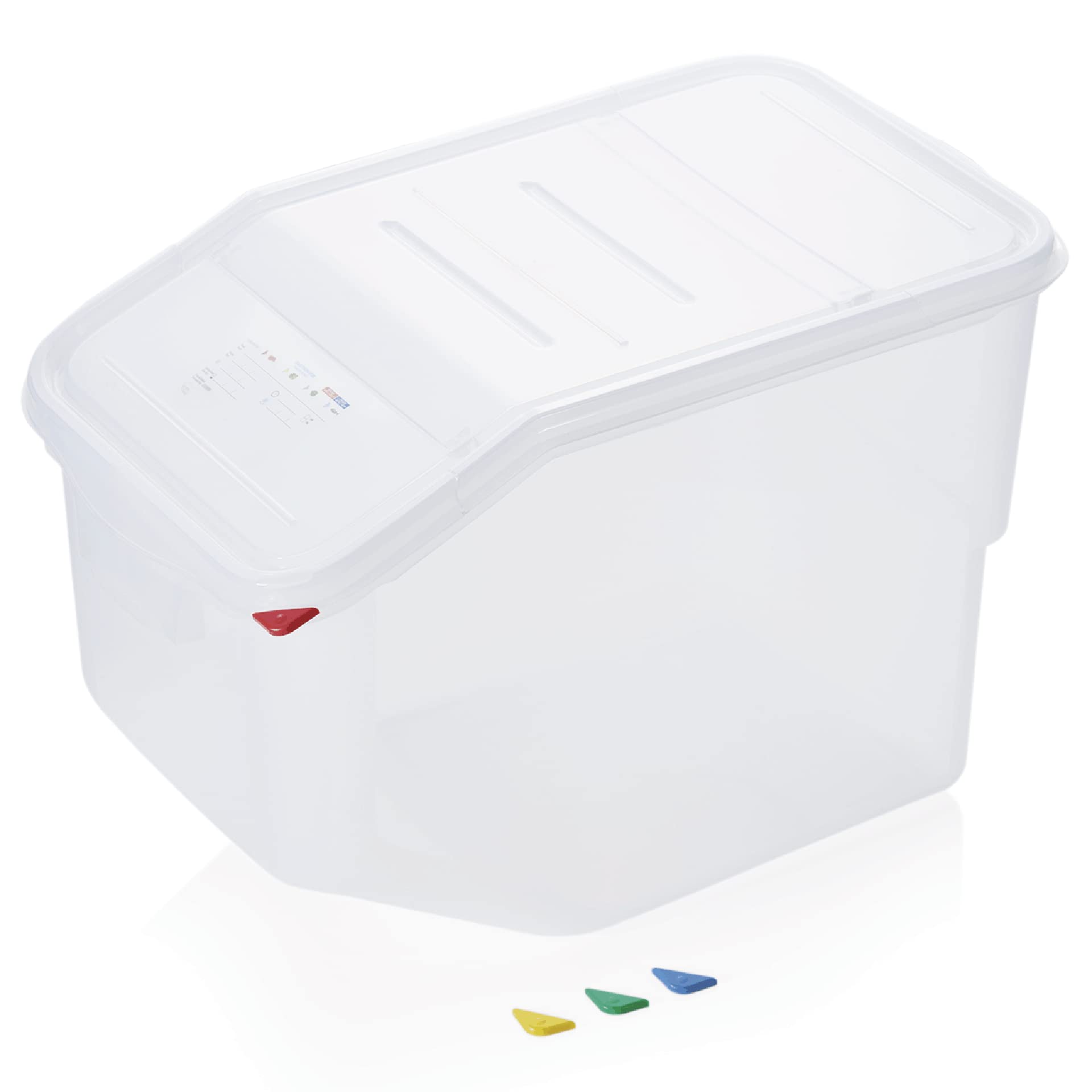 WAS 8621 566 Premium-Qualität Polypropylen HACCP Zutaten/Lagerbehälter, Doppelseitig Aufklappbar, 56.5cm Länge, 34cm Breite, 40cm Höhet, 50L