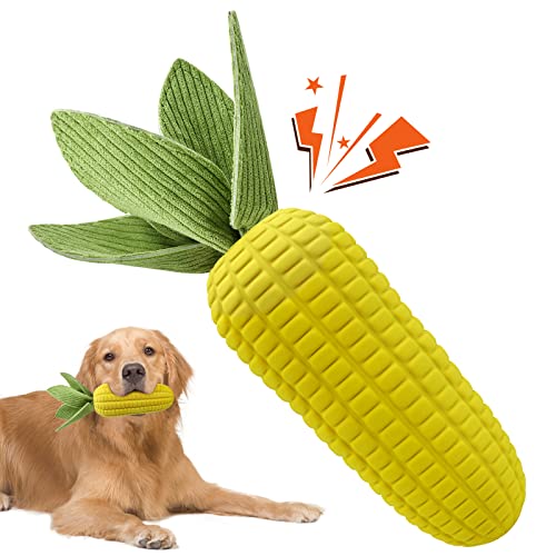 Vekung Dog Toys for Aggressive Chewers, Indestructible Tough Squeaky Corn Chew Toy for Large Medium Small Breed, Interactive Dog Toys to Keep Them Busy